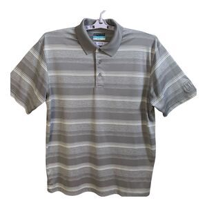 PGA Tour Polo Shirt Mens LARGE L Charcoal Gray Airflux Performance Golf Stretch